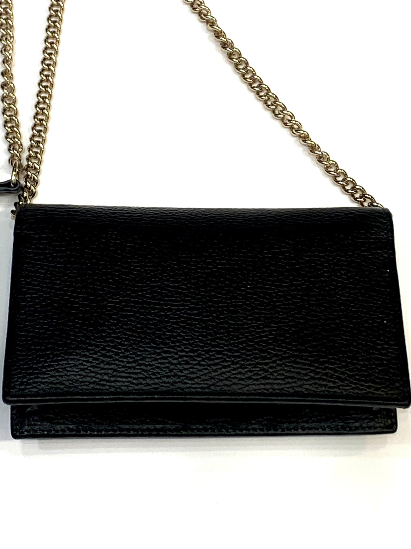 GUCCI CALFSKIN LEATHER INTERLOCKING G WALLET ON A CHAIN