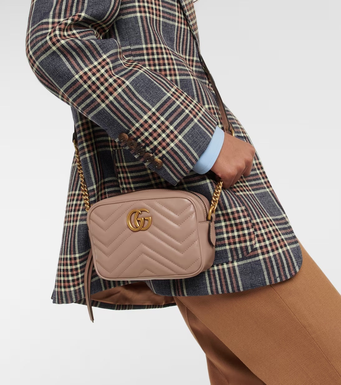 GUCCI CALFSKIN LEATHER SMALL GG MARMONT SHOULDER BAG