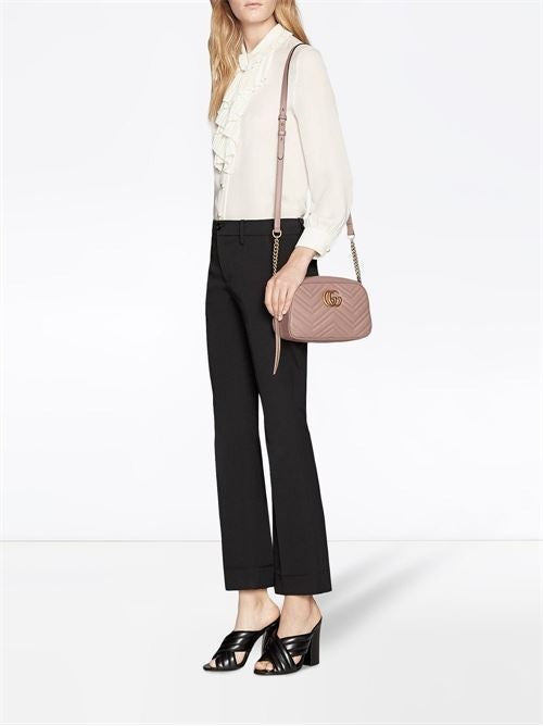 GUCCI CALFSKIN LEATHER SMALL GG MARMONT SHOULDER BAG