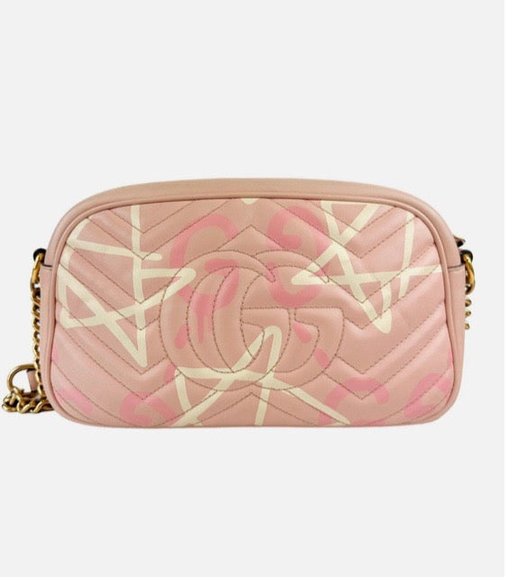 GUCCI GG MARMONT CALFSKIN MATELASSE GUCCI GHOST SHOULDER BAG