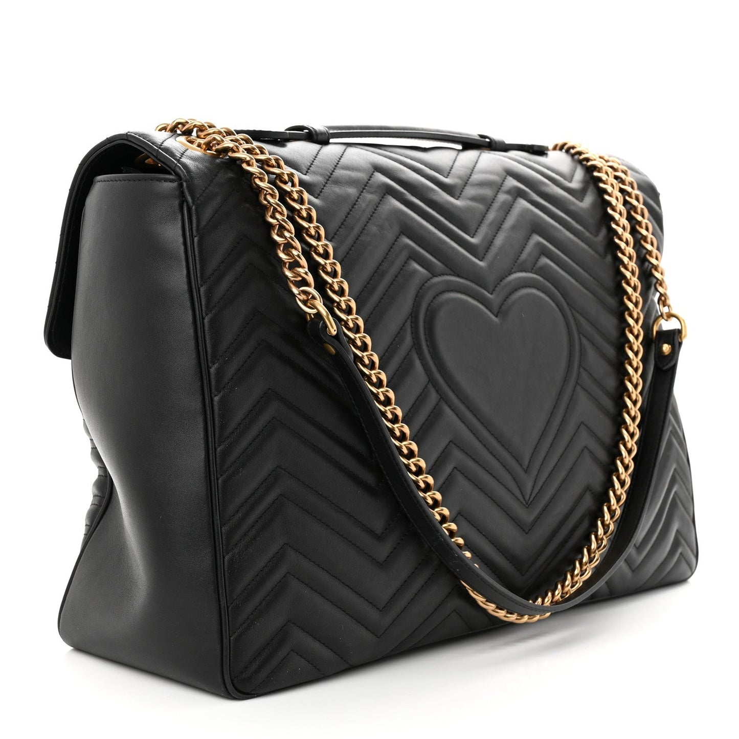 GUCCI GG MARMONT MATELASSE CALFSKIN LEATHER MAXI TOP HANDLE SHOULDER BAG