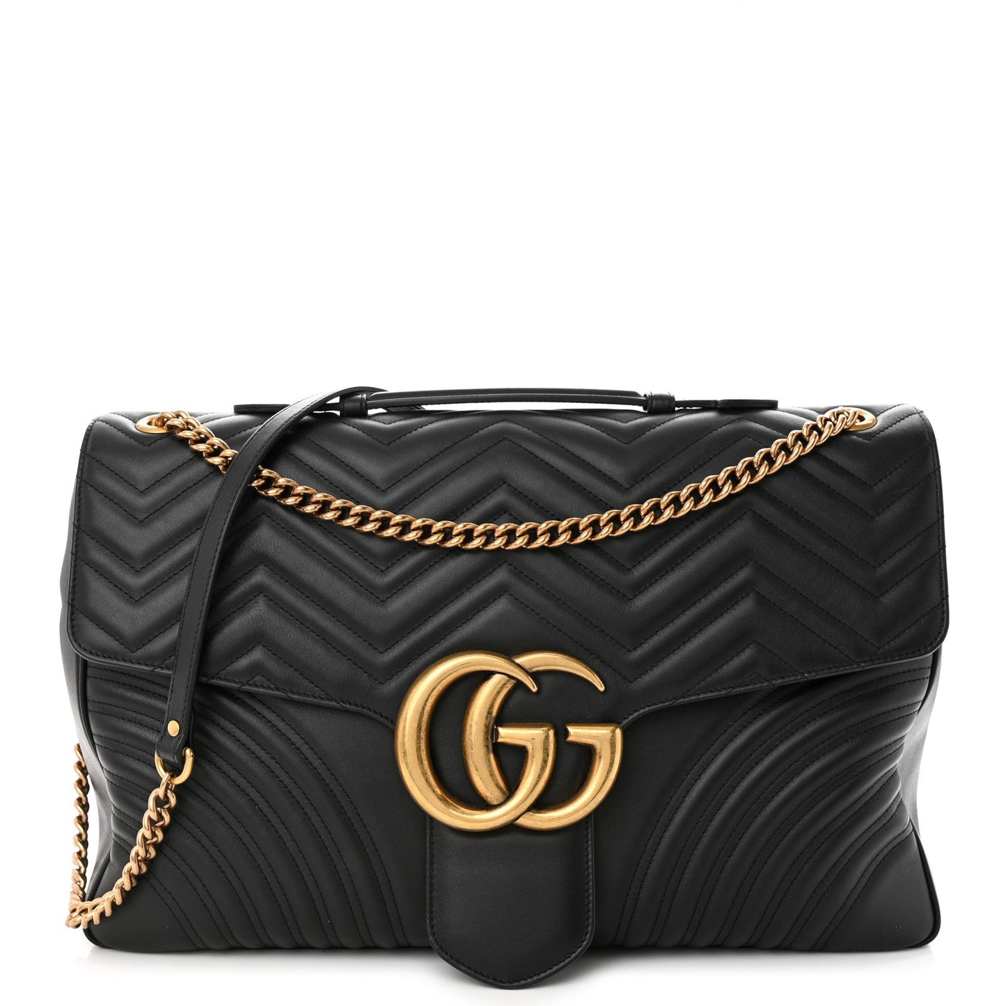 GUCCI GG MARMONT MATELASSE CALFSKIN LEATHER MAXI TOP HANDLE SHOULDER BAG