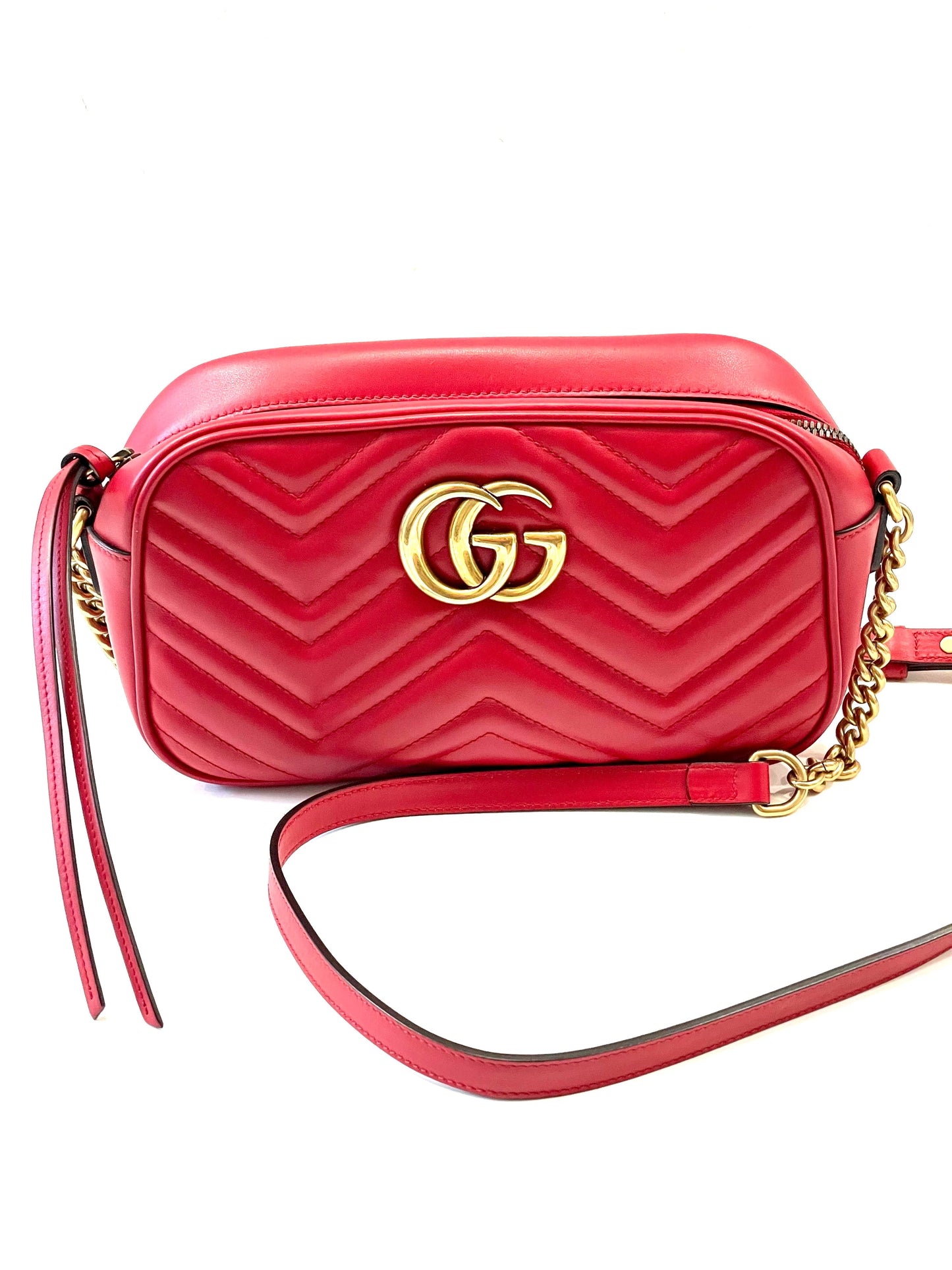 GUCCI GG MARMONT CALFSKIN LEATHER MATELASSE CROSSBODY