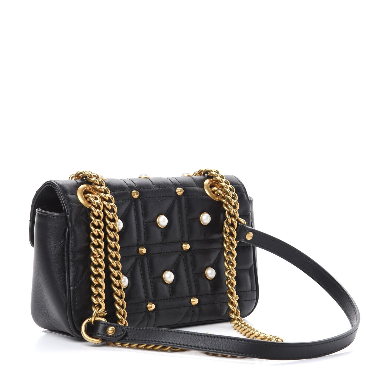 GUCCI GG MARMONT MATELASSE FAUX PEARL STUDDED MINI BAG