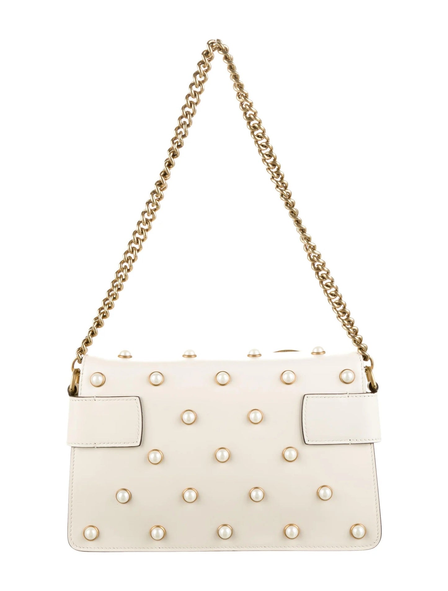 GUCCI NAPPA LEATHER STUDDED QUEEN MARGARET MINI BROADWAY BEE BAG/CLUTCH