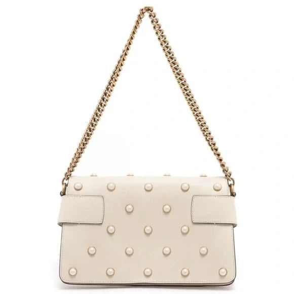 GUCCI NAPPA LEATHER STUDDED QUEEN MARGARET MINI BROADWAY BEE BAG/CLUTCH
