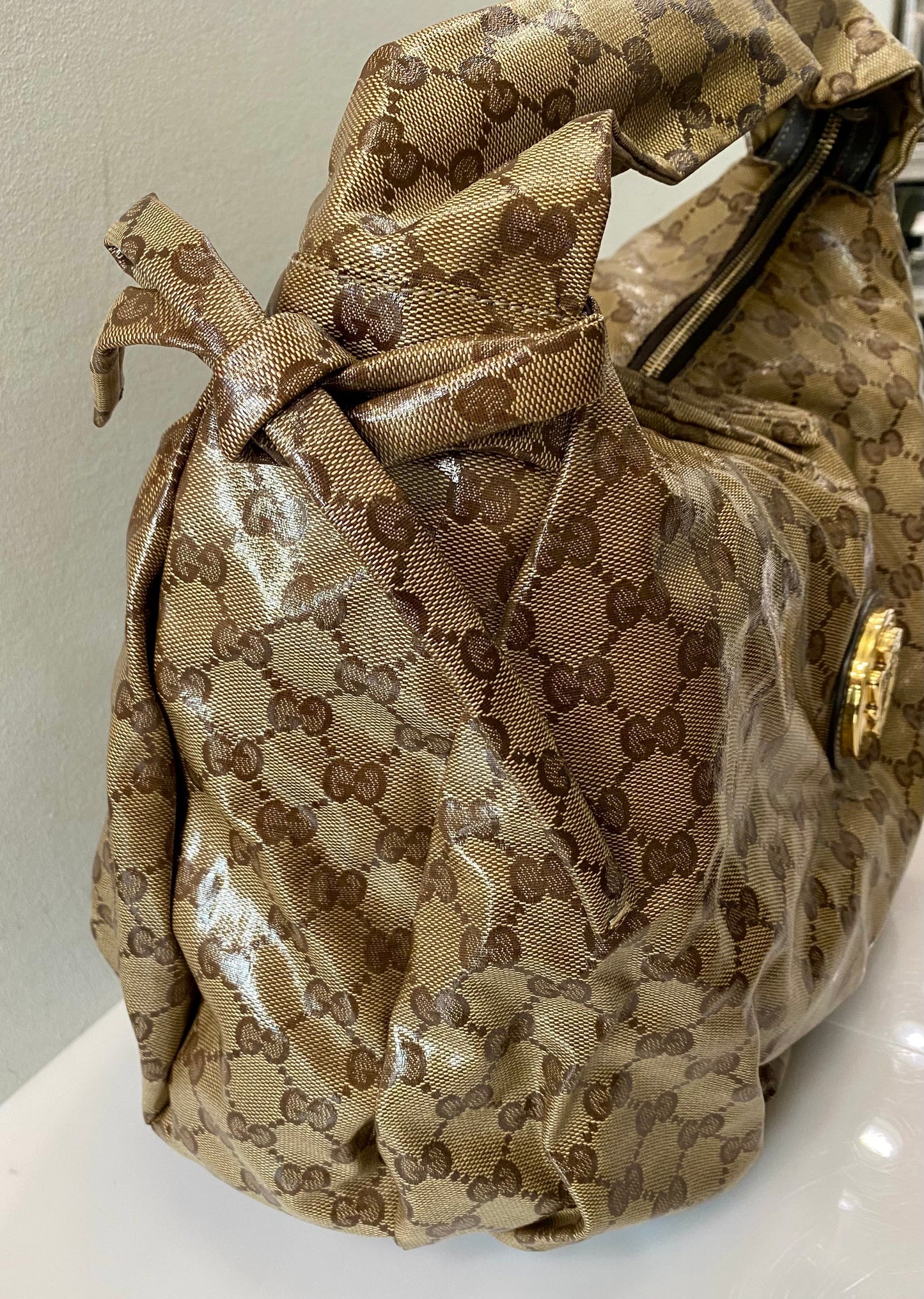 GUCCI CRYSTAL MONOGRAM HYSTERIA HOBO BAG