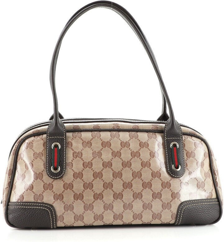 GUCCI GG CRYSTAL MONOGRAM WEB PRINCY SHOULDER BAG