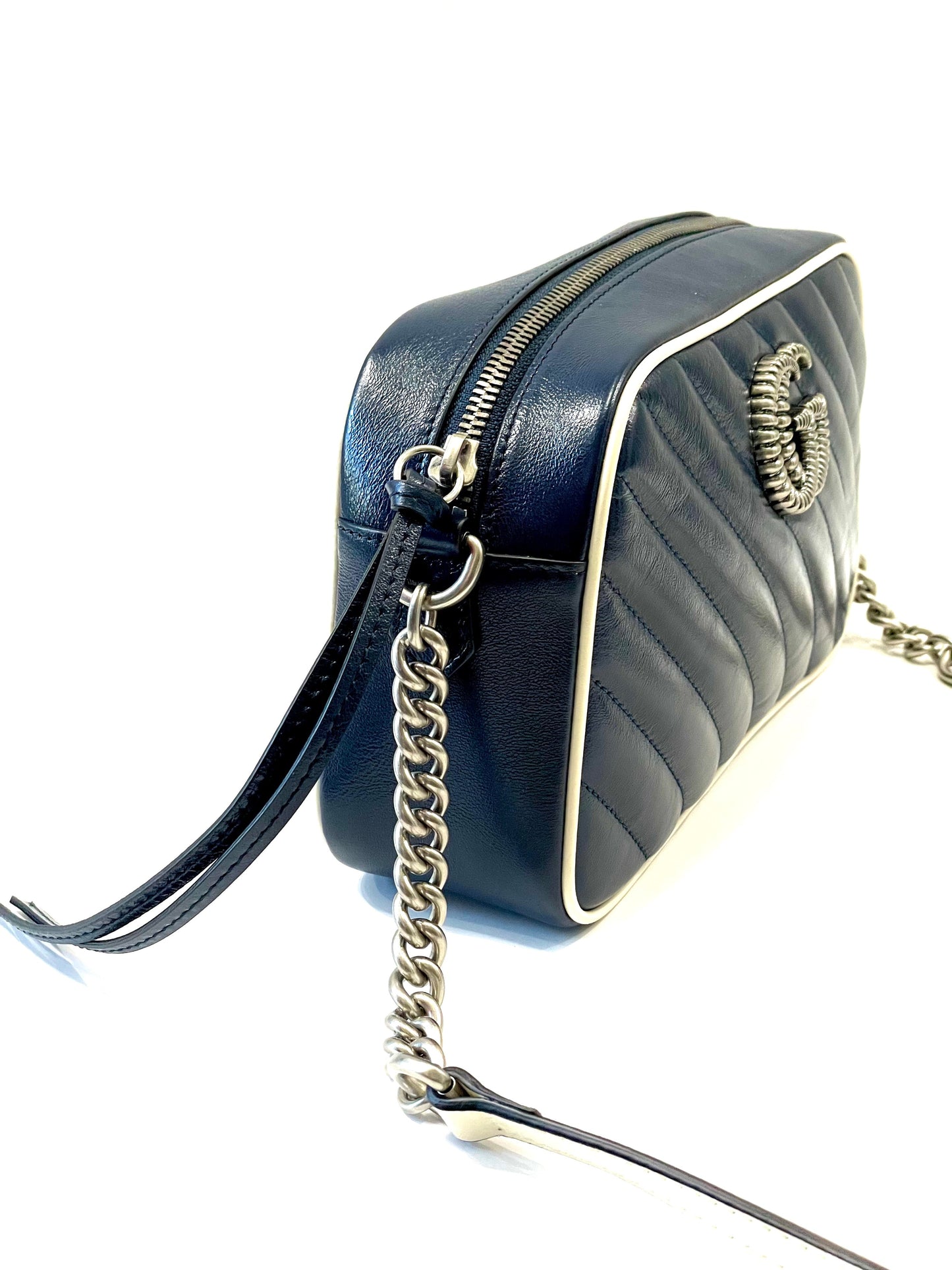 GUCCI GG MARMONT CALFSKIN LEATHER SMALL TORCHON SHOULDER BAG