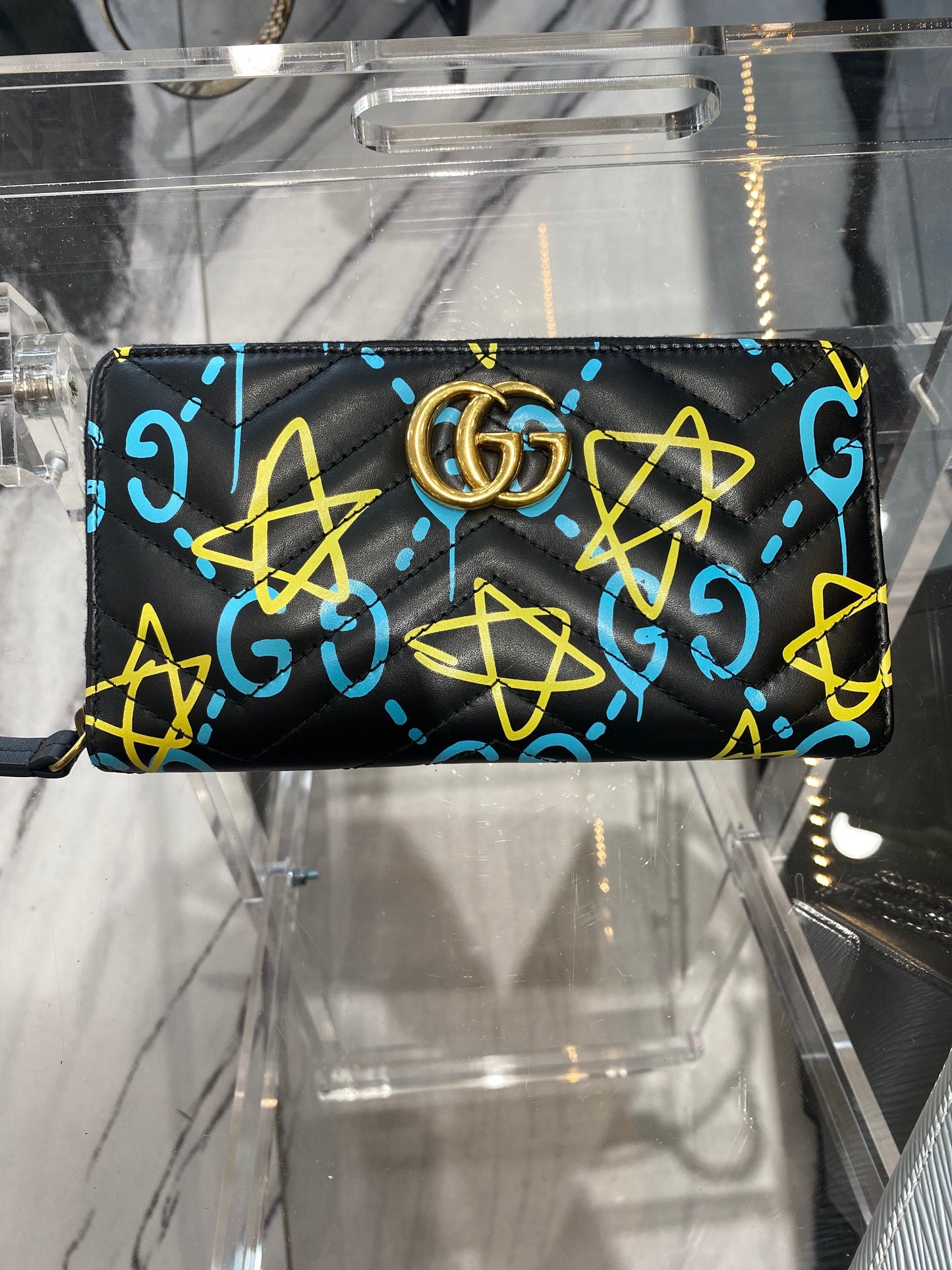 GUCCI GG MARMONT GHOST ZIP AROUND WALLET