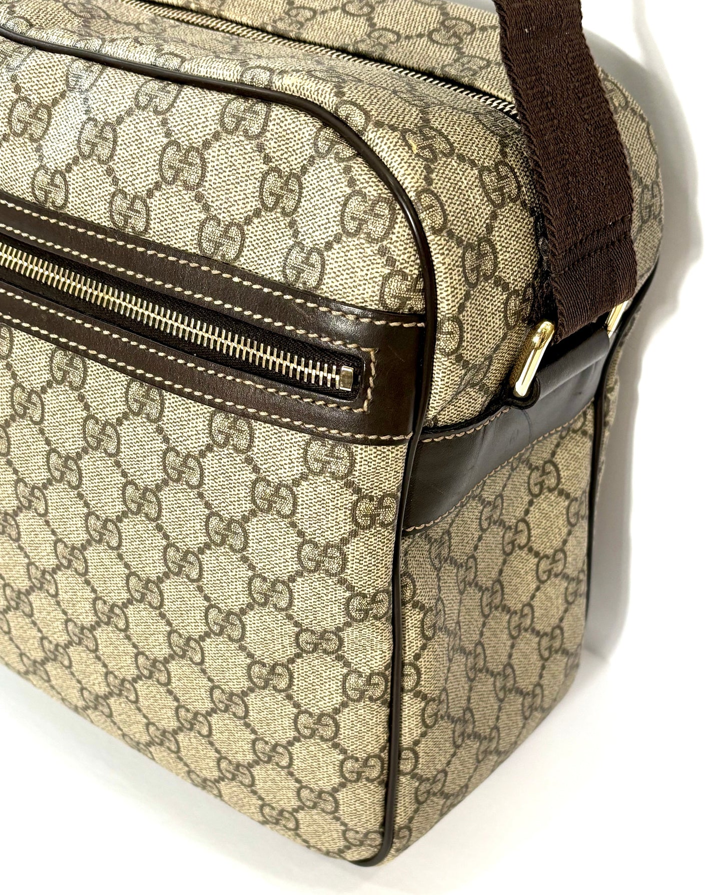 GUCCI GG PLUS MONOGRAM COATED CANVAS MESSENGER BAG