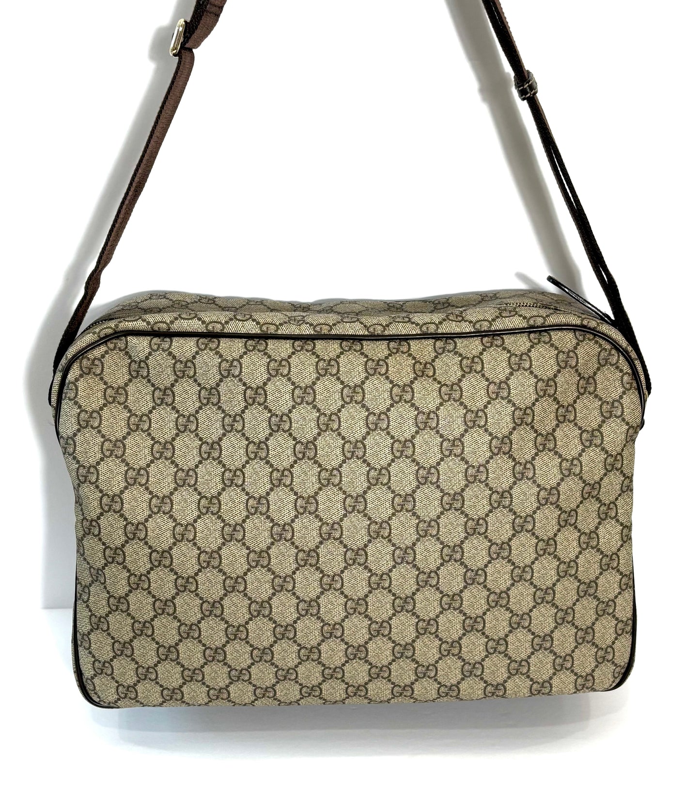 GUCCI GG PLUS MONOGRAM COATED CANVAS MESSENGER BAG