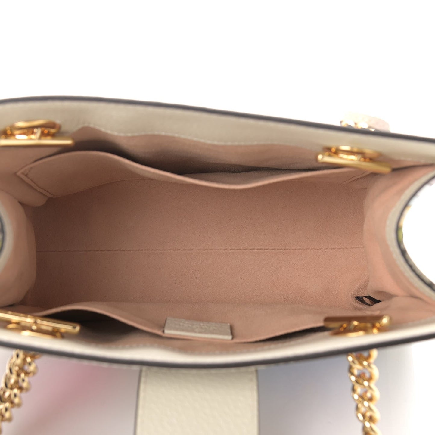 GUCCI GG SUPREME FLORA PADLOCK CHAIN SMALL TOTE BAG