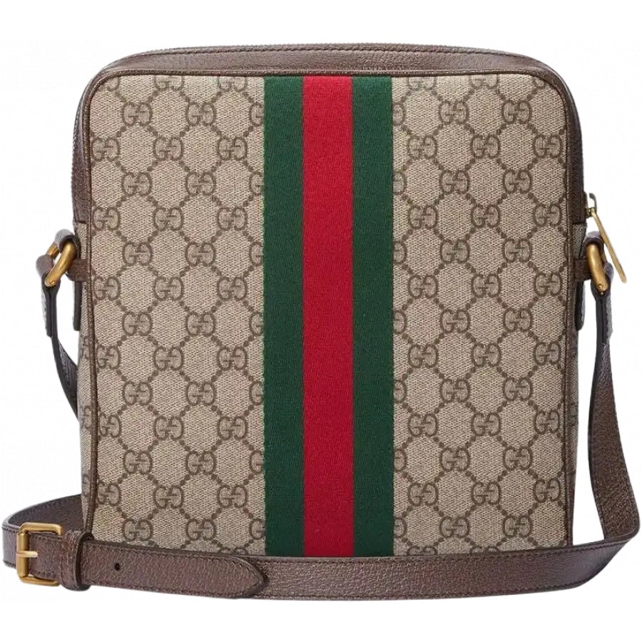 GUCCI GG SUPREME MONOGRAM WEB OPHIDIA MESSENGER BAG