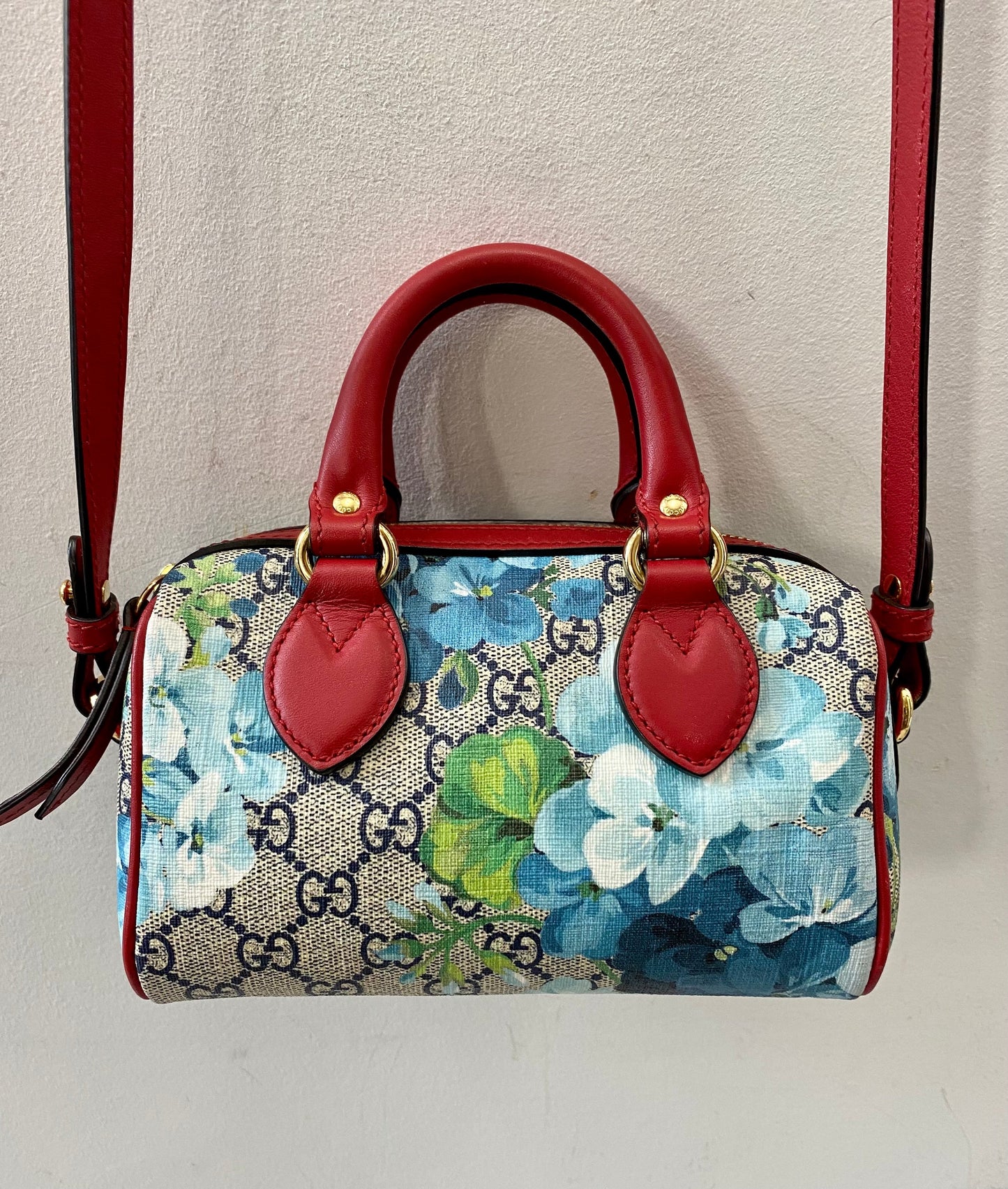 GUCCI GG SUPREME MONOGRAM BLOOMS MINI BOSTON BAG