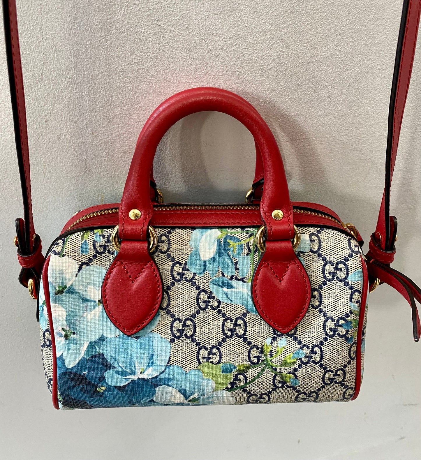GUCCI GG SUPREME MONOGRAM BLOOMS MINI BOSTON BAG