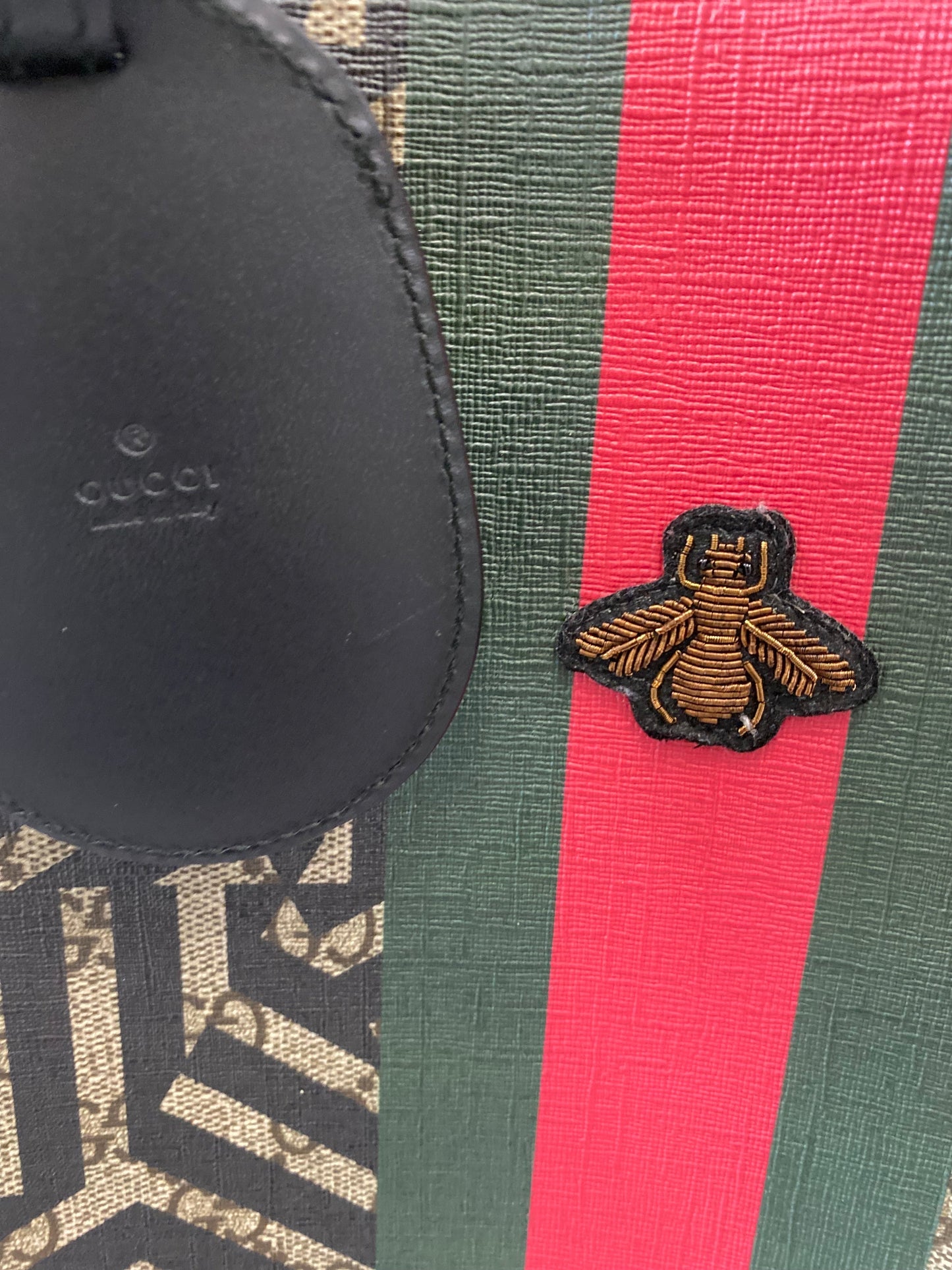 GUCCI GG SUPREME MONOGRAM CALEIDO WEB TOTE BAG