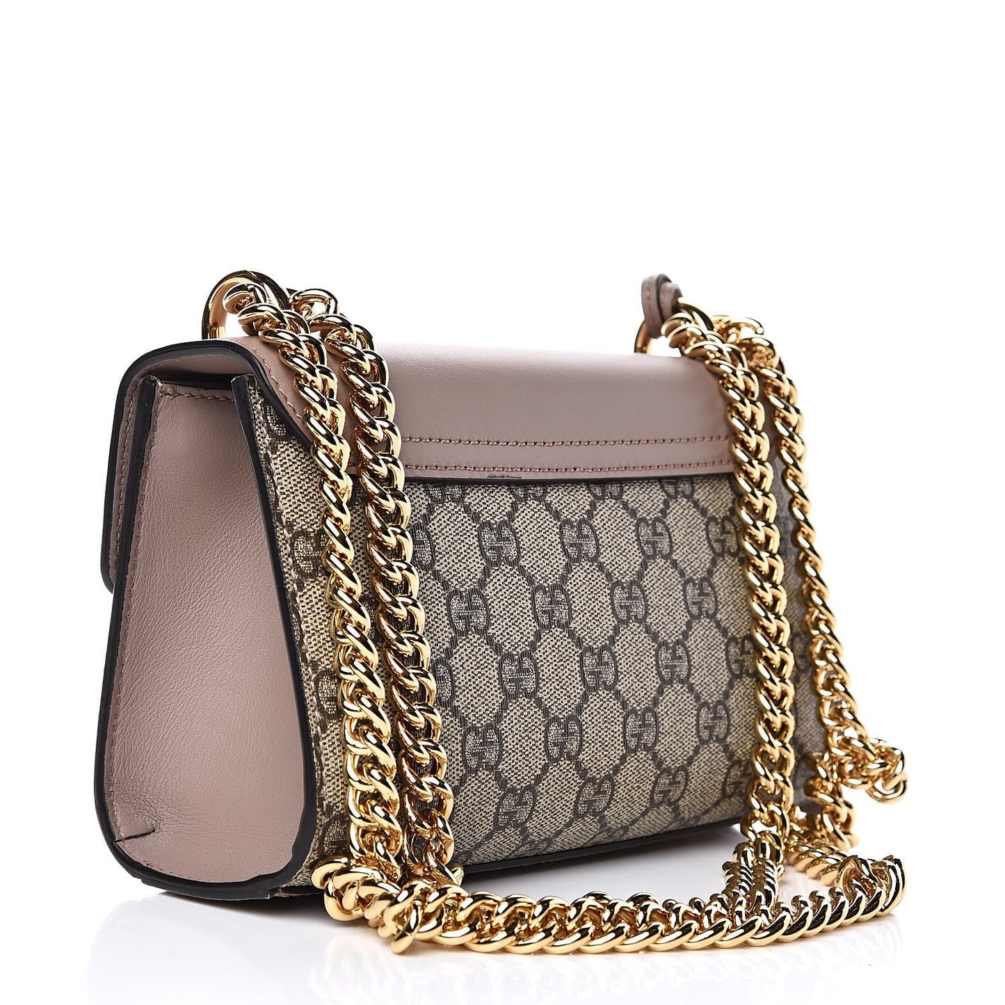 GUCCI GG SUPREME MONOGRAM STUDDED SMALL PADLOCK SHOULDER BAG