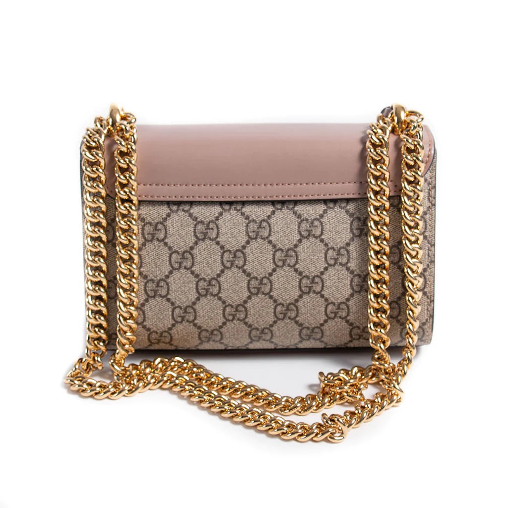 GUCCI GG SUPREME MONOGRAM STUDDED SMALL PADLOCK SHOULDER BAG