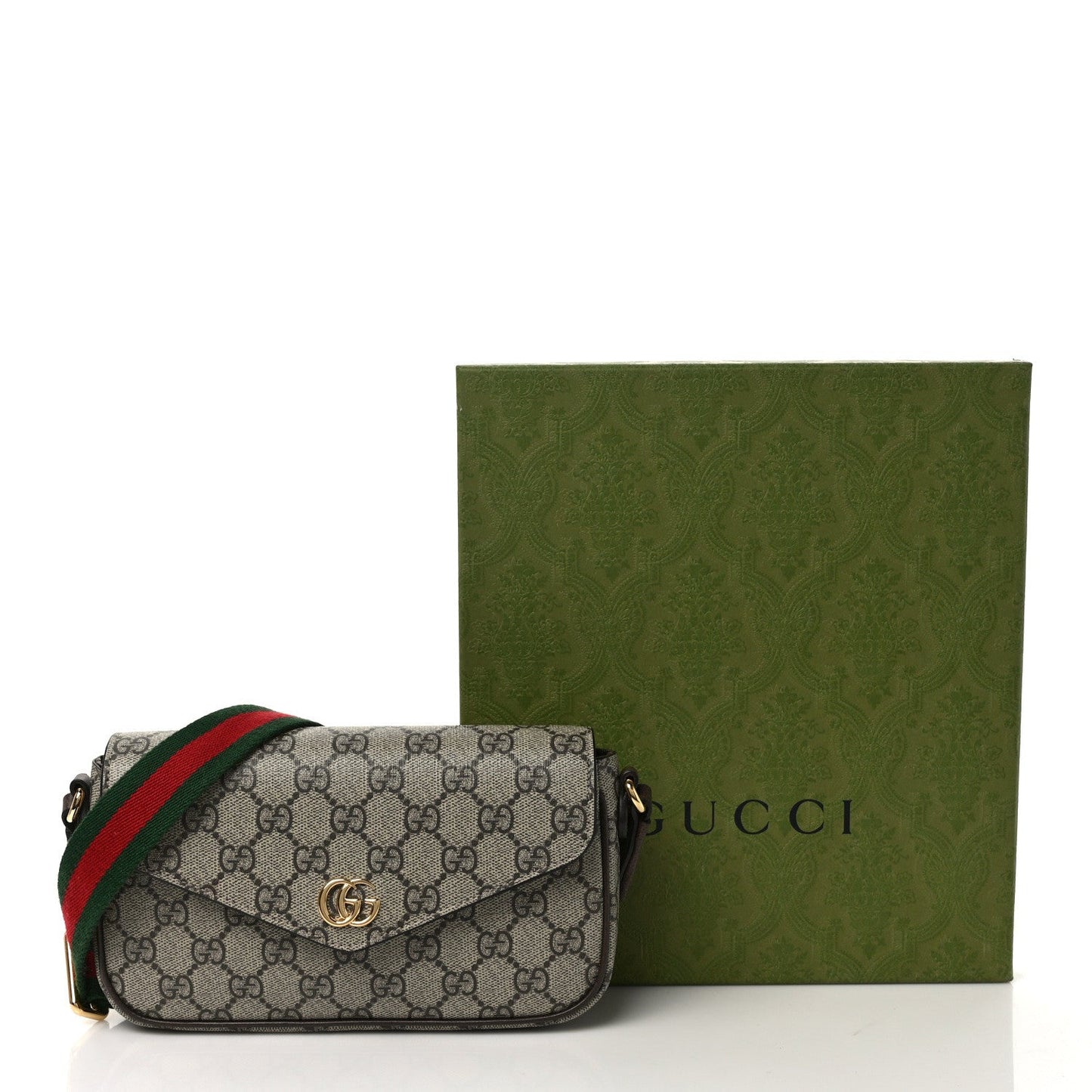 GUCCI GG SUPREME OPHIDIA MINI ENVELOPE SHOULDER BAG