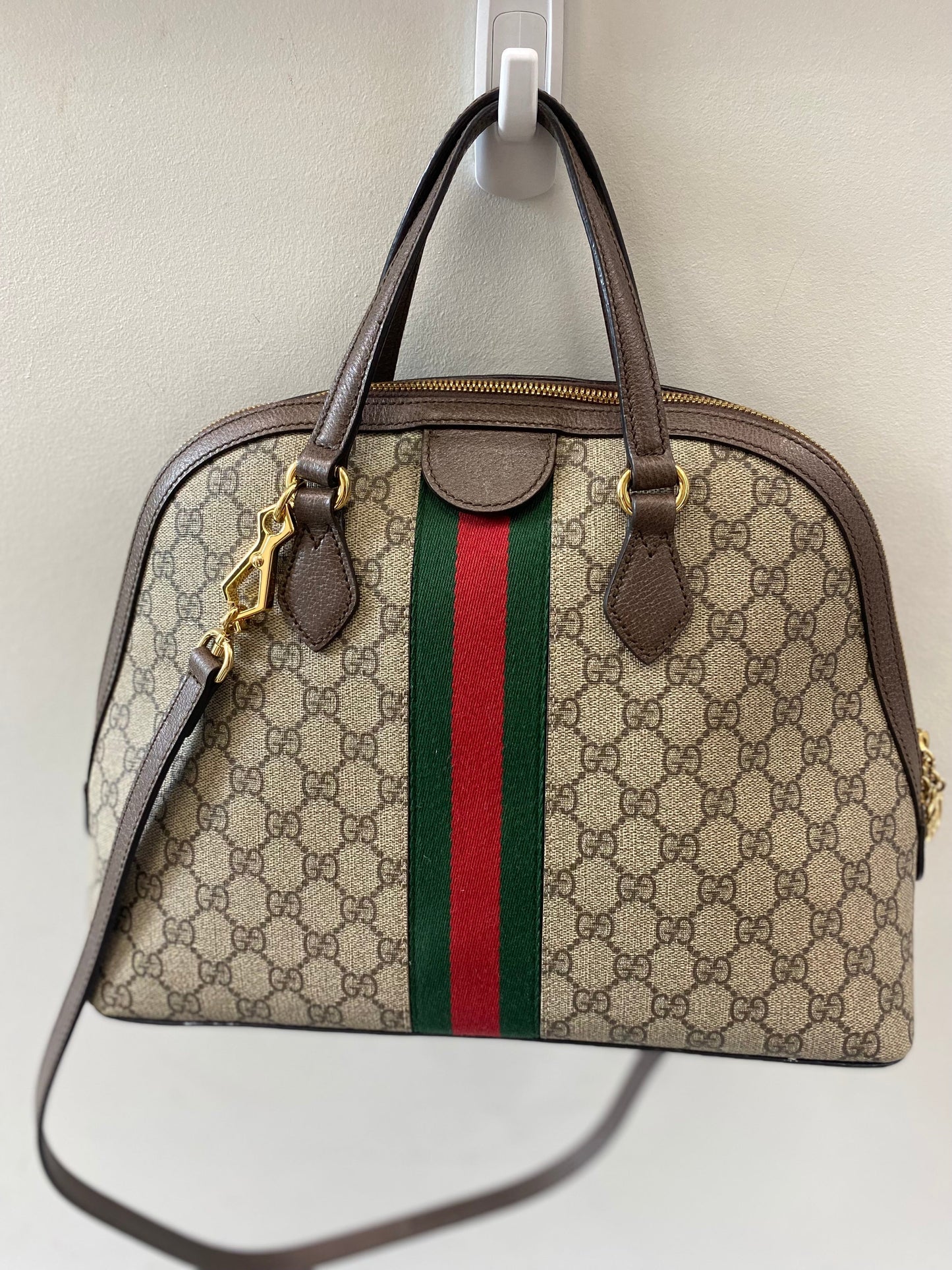 GUCCI GG SUPREME WEB MEDIUM OPHIDIA DOME BAG