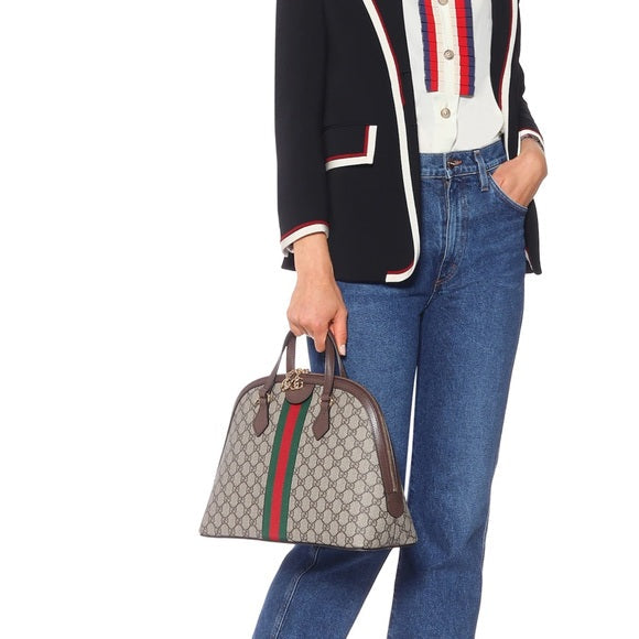 GUCCI GG SUPREME WEB MEDIUM OPHIDIA DOME BAG