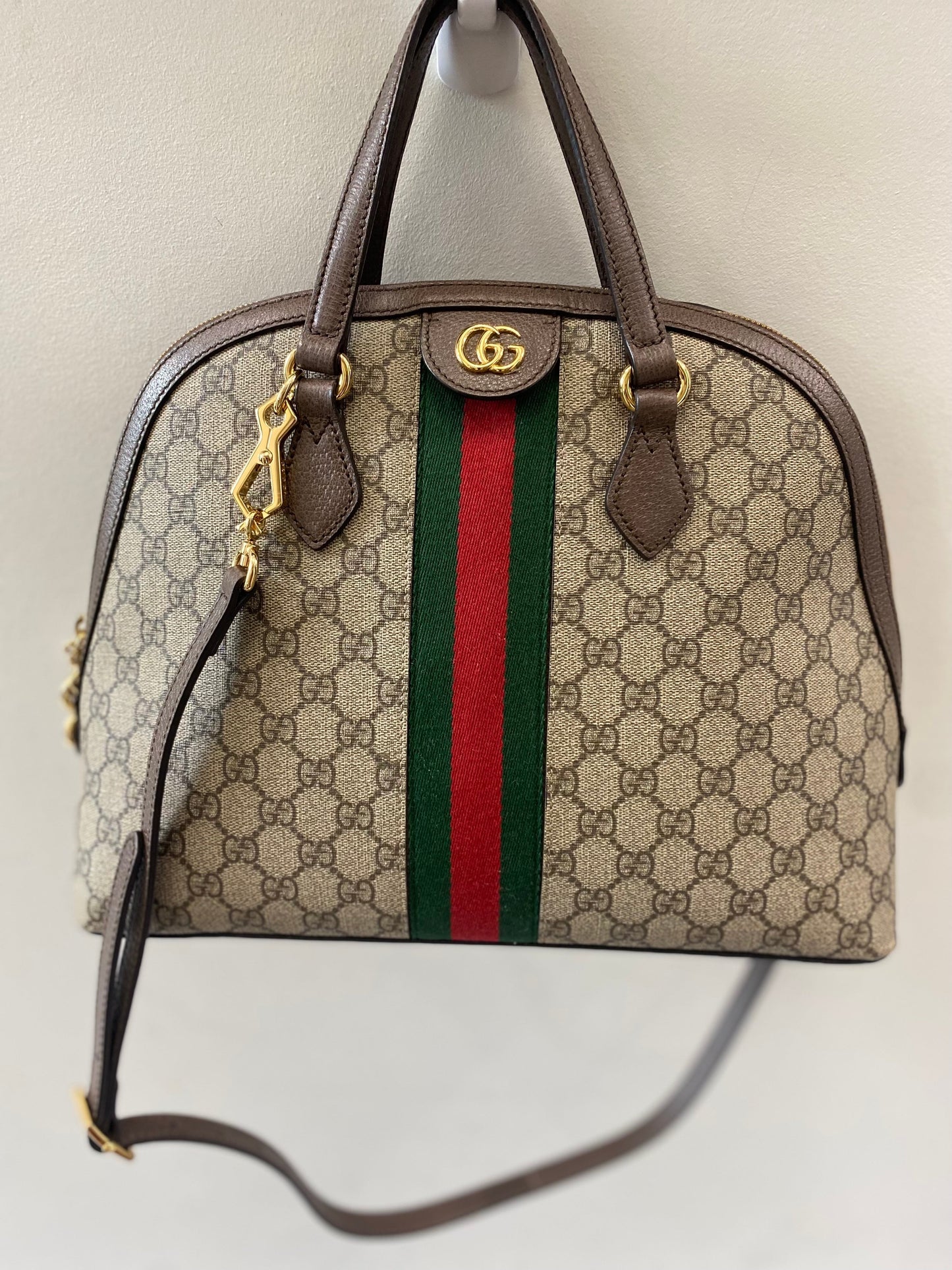 GUCCI GG SUPREME WEB MEDIUM OPHIDIA DOME BAG