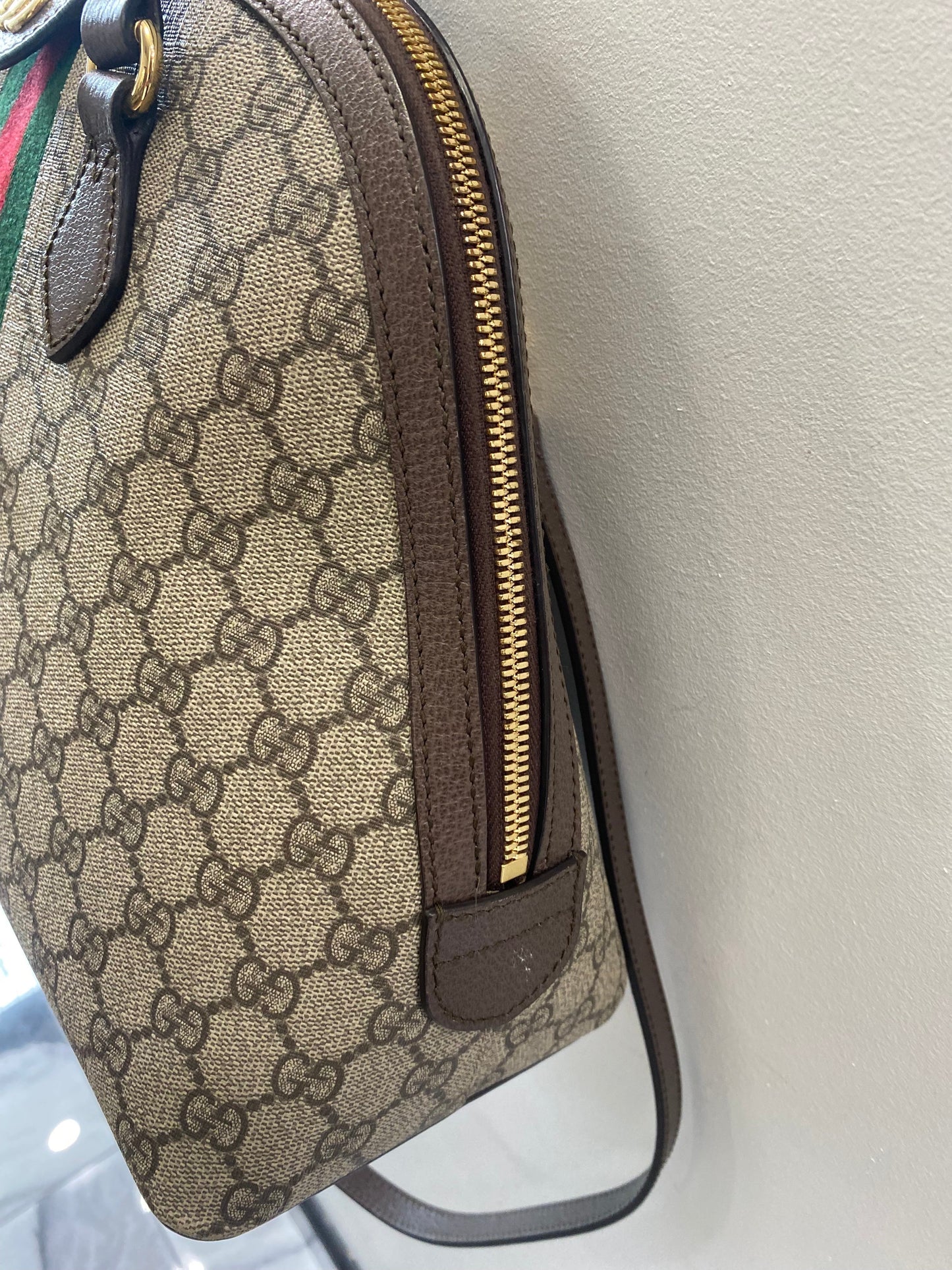 GUCCI GG SUPREME WEB MEDIUM OPHIDIA DOME BAG