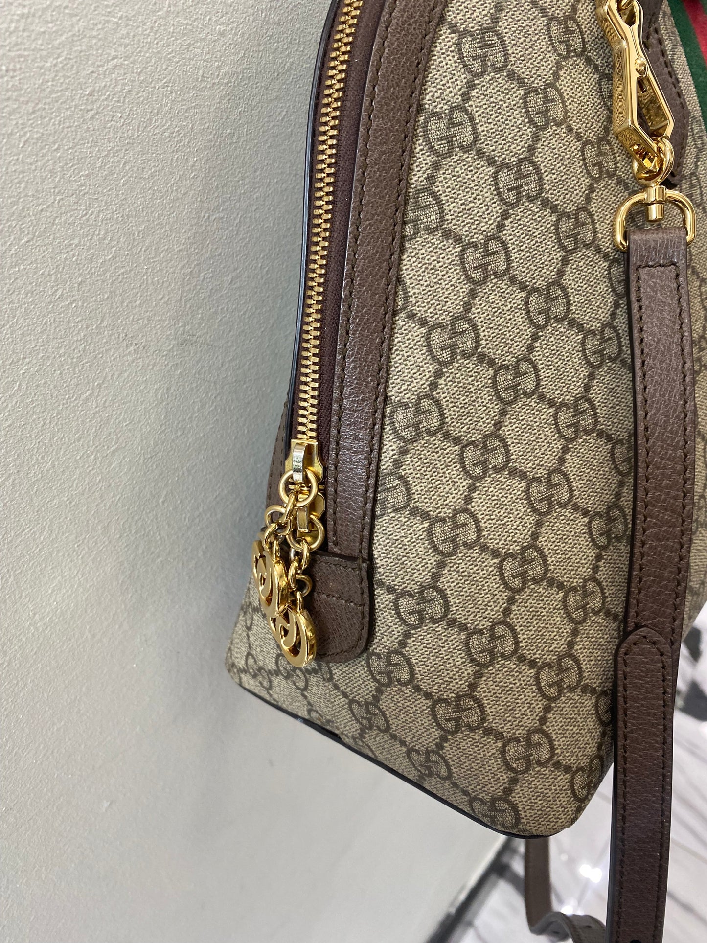 GUCCI GG SUPREME WEB MEDIUM OPHIDIA DOME BAG