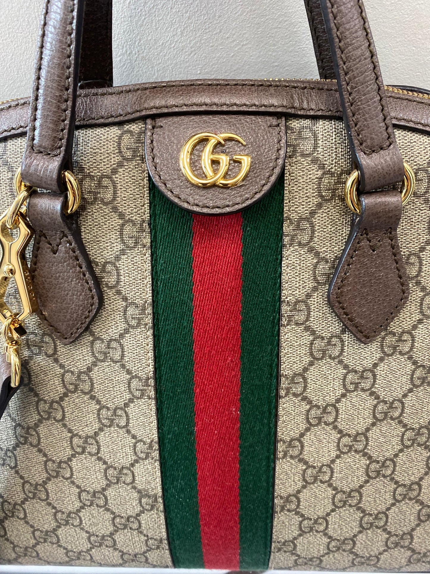 GUCCI GG SUPREME WEB MEDIUM OPHIDIA DOME BAG