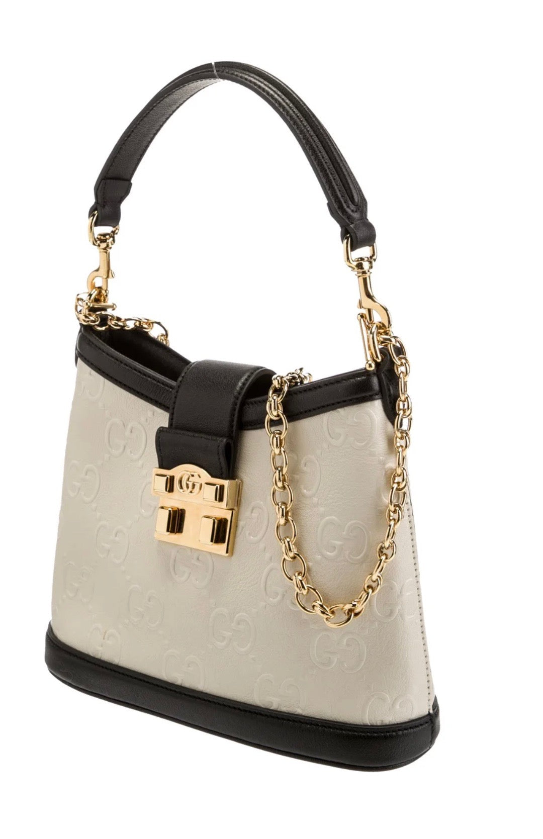GUCCI GG EMBOSSED LEATHER SHOULDER BAG