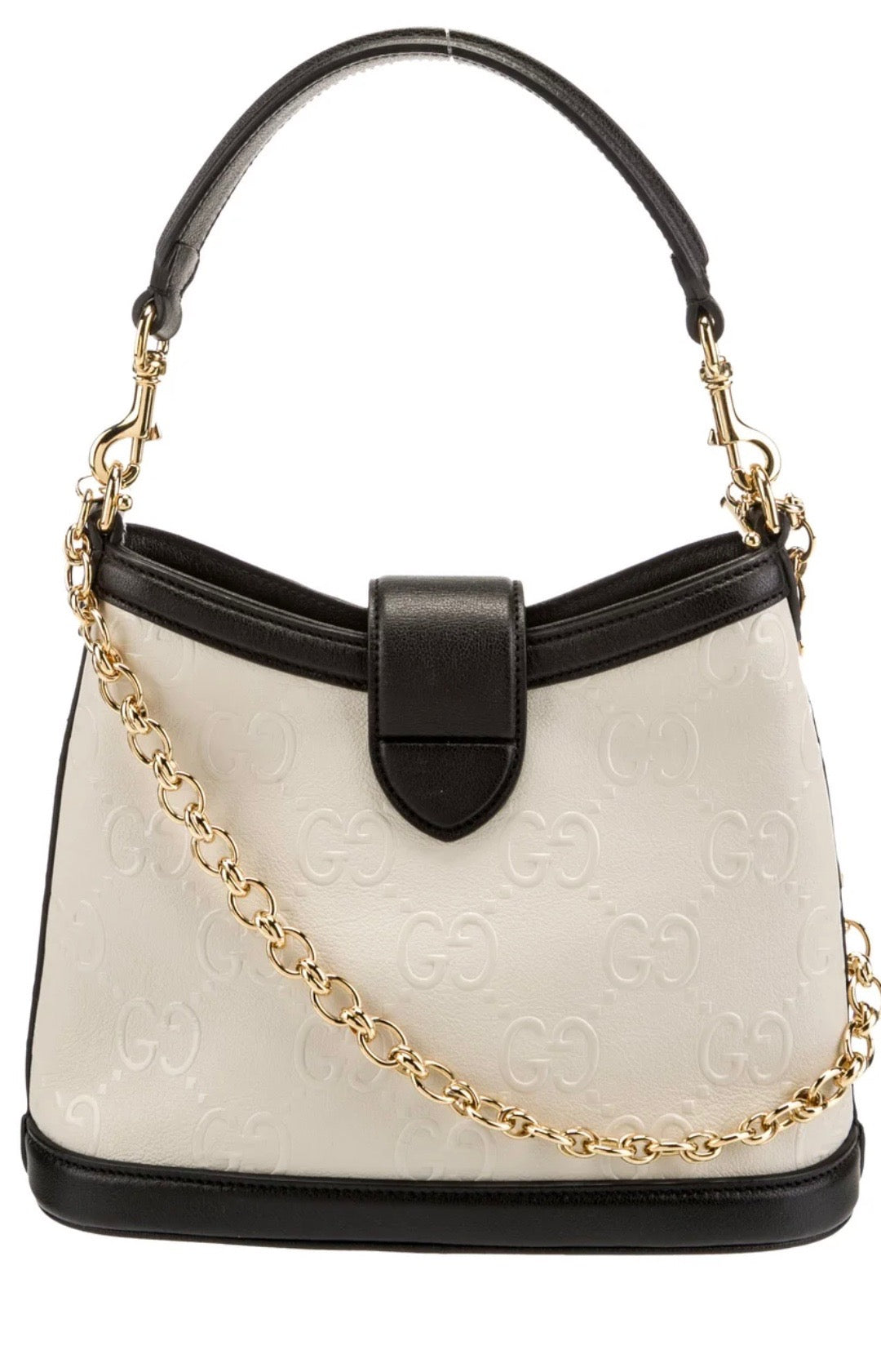 GUCCI GG EMBOSSED LEATHER SHOULDER BAG