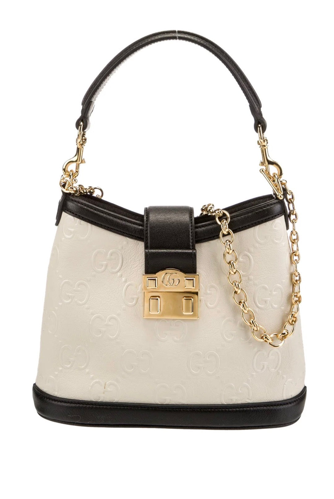 GUCCI GG EMBOSSED LEATHER SHOULDER BAG