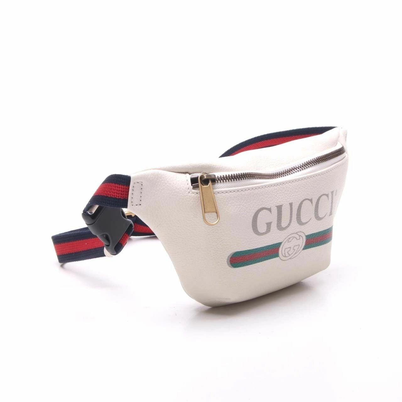 GUCCI GRAINED CALFSKIN WEB LOGO LARGE BELT BAG