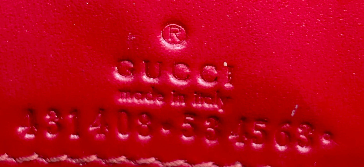 GUCCI GUCCISSIMA LEATHER SIGNATURE BOW WALLET ON CHAIN
