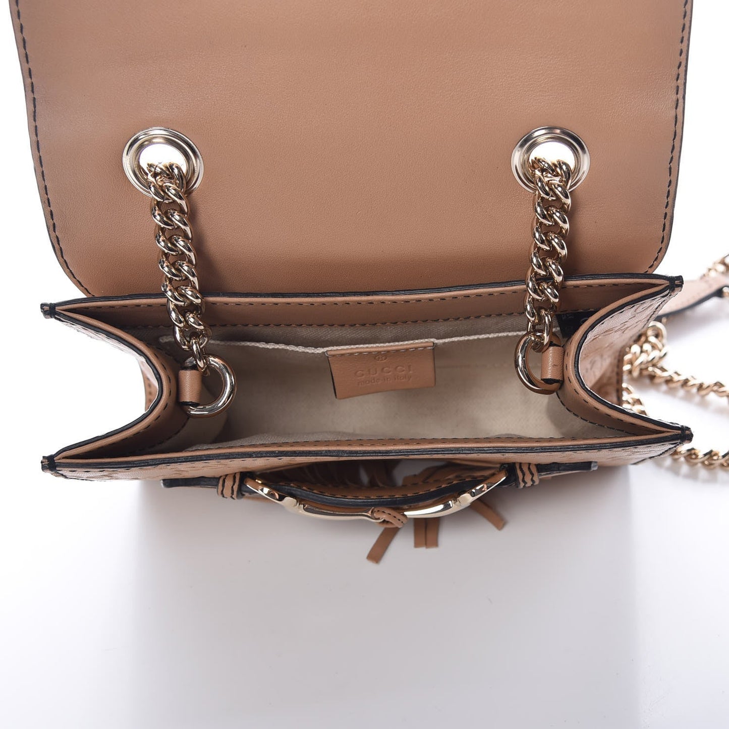 GUCCI GUCCISSIMA LEATHER MINI EMILY CHAIN CROSSBODY BAG