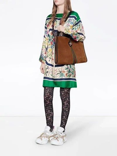 GUCCI LINEA RAJAH LARGE SUEDE TOTE BAG