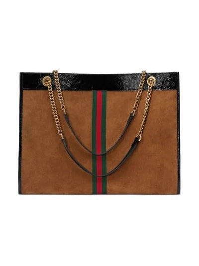 GUCCI LINEA RAJAH LARGE SUEDE TOTE BAG
