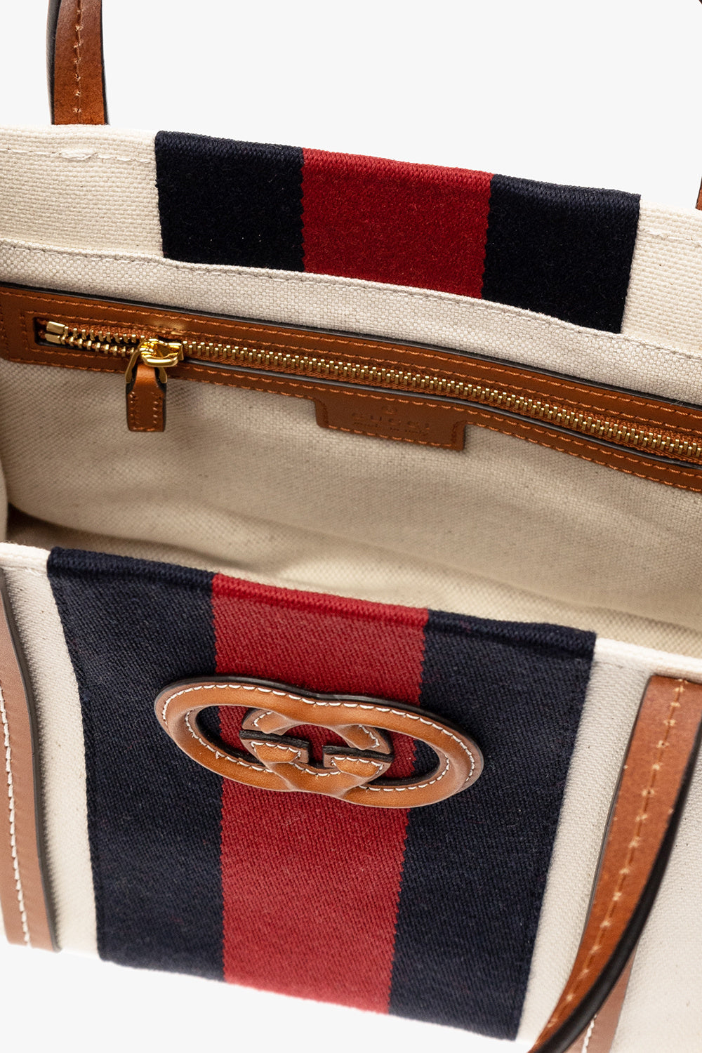 GUCCI INTERLOCKING G WEB MINI TOTE BAG