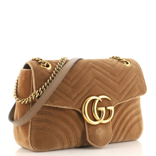 GUCCI GG MARMONT 2.0 MATELASSE MEDIUM VELVET SHOULDER BAG