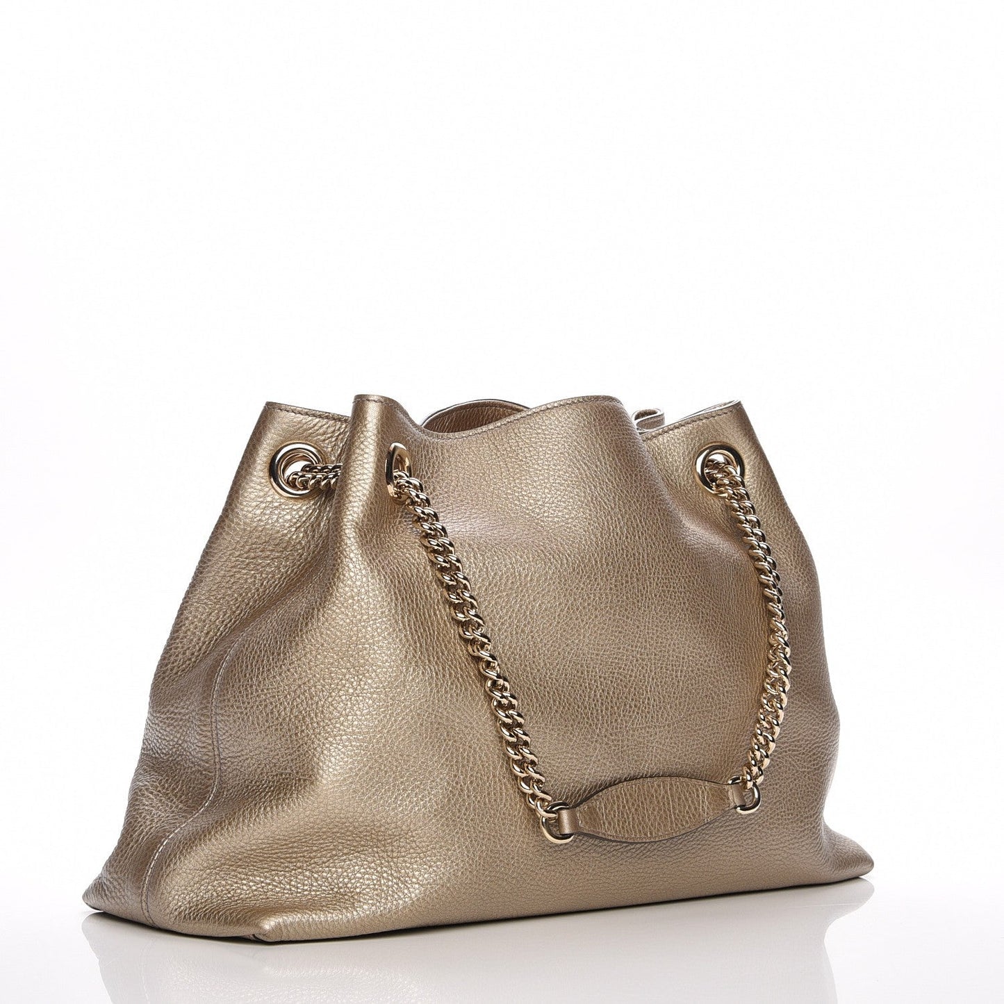 GUCCI METALLIC CALFSKIN MEDIUM SOHO CHAIN SHOULDER BAG