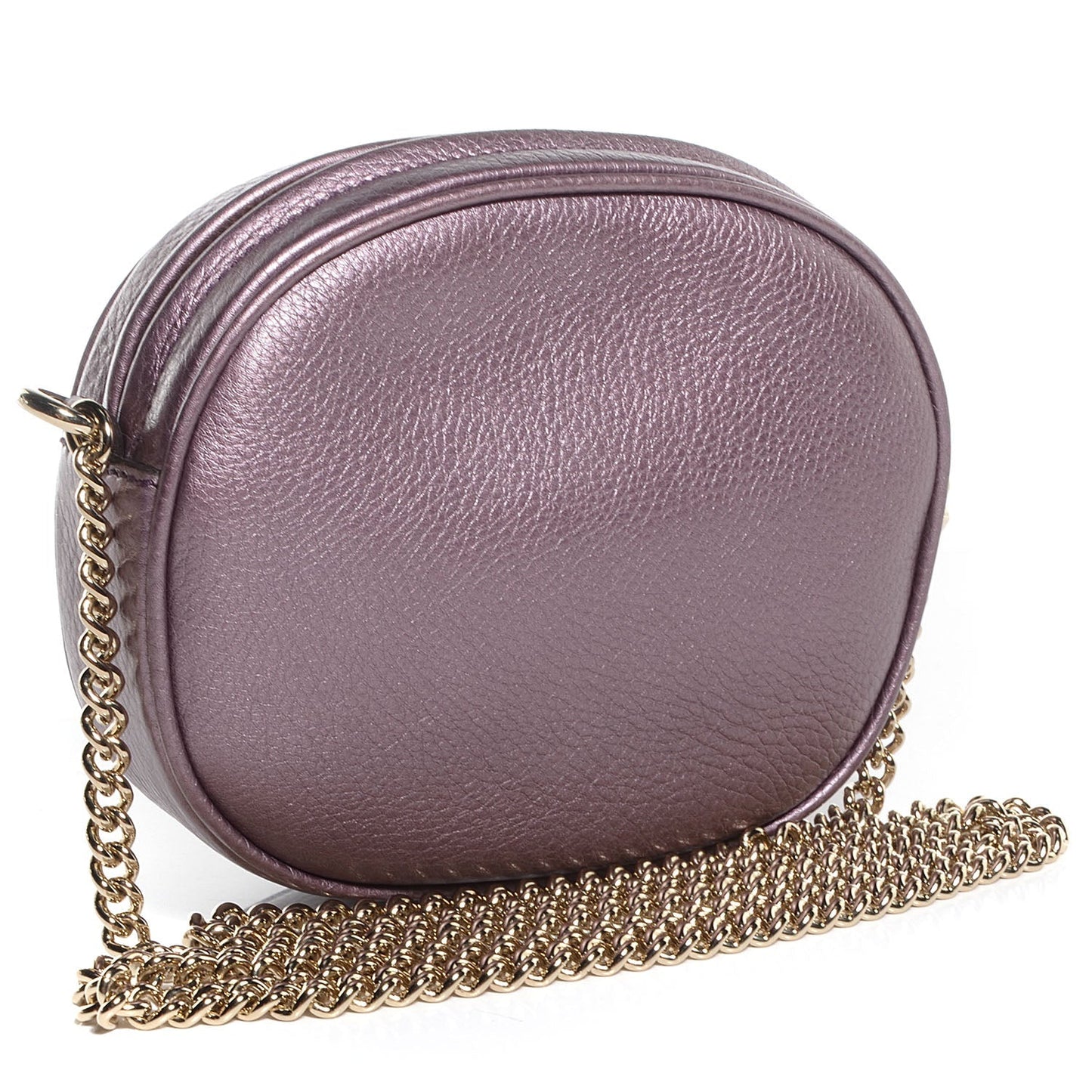 GUCCI METALLIC PEBBLED CALFSKIN MINI SOHO CHAIN BAG