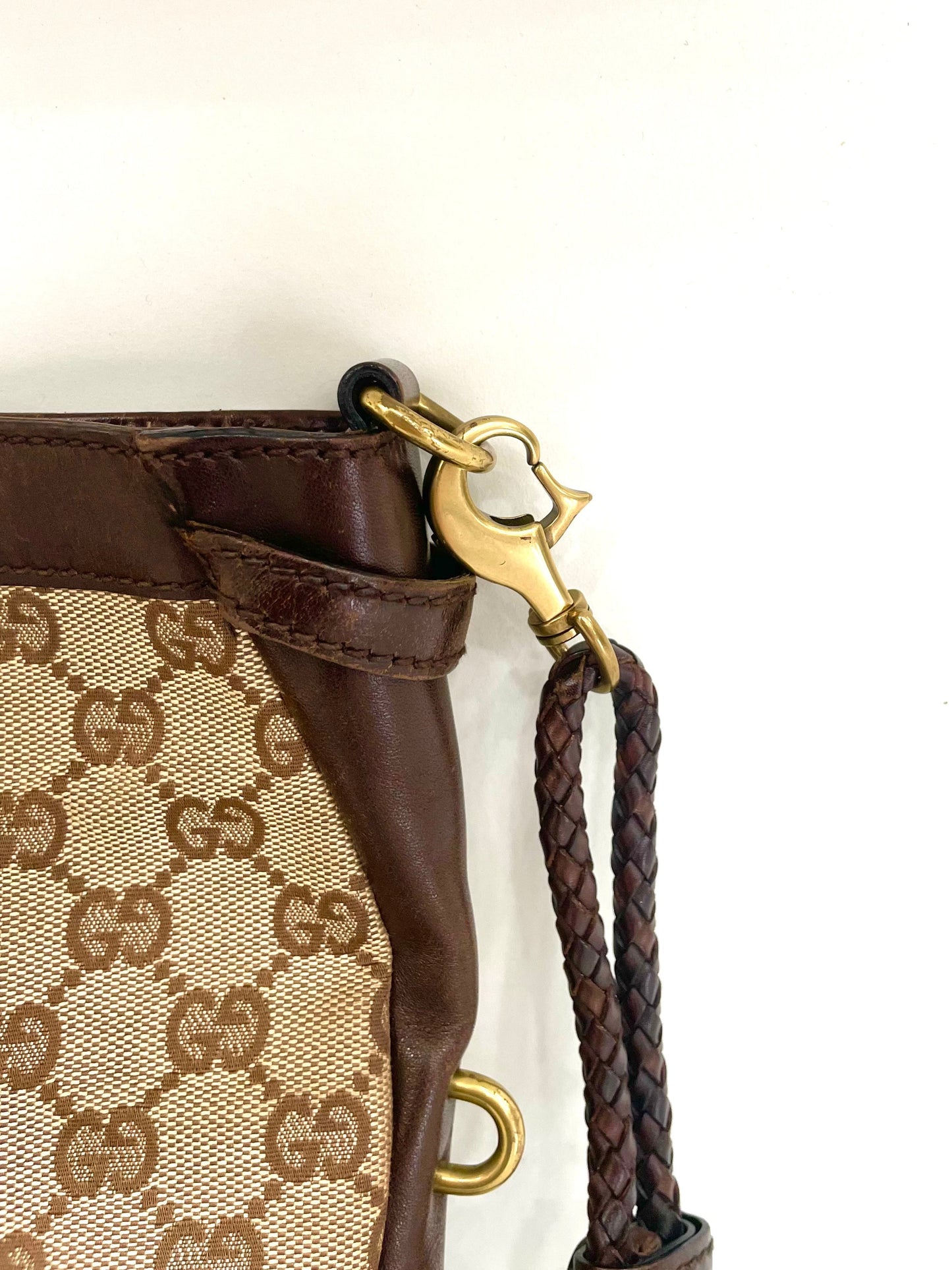 GUCCI GG MONOGRAM BRAIDED STRAP VINTAGE MESSENGER BAG