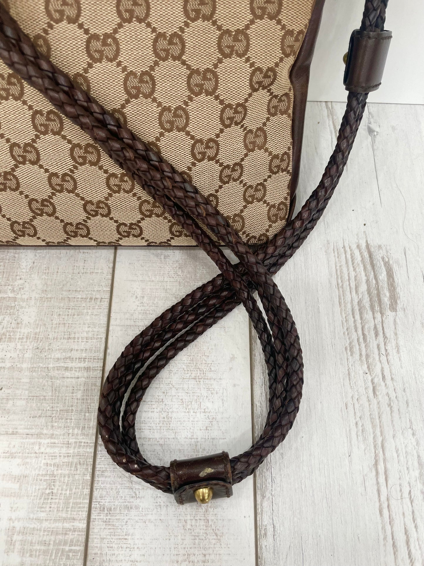 GUCCI GG MONOGRAM BRAIDED STRAP VINTAGE MESSENGER BAG