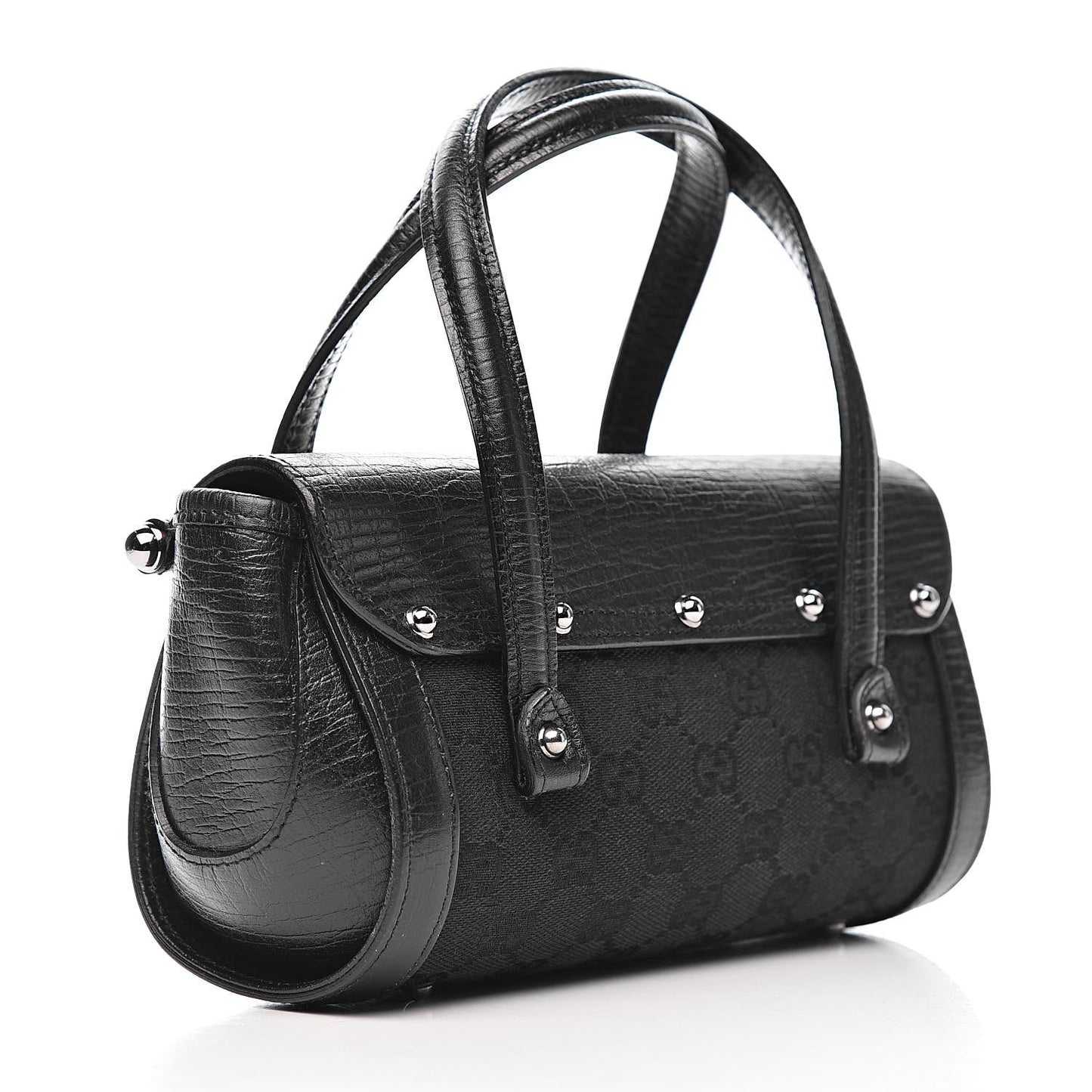 GUCCI MONOGRAM SMALL BAMBOO BULLET BAG