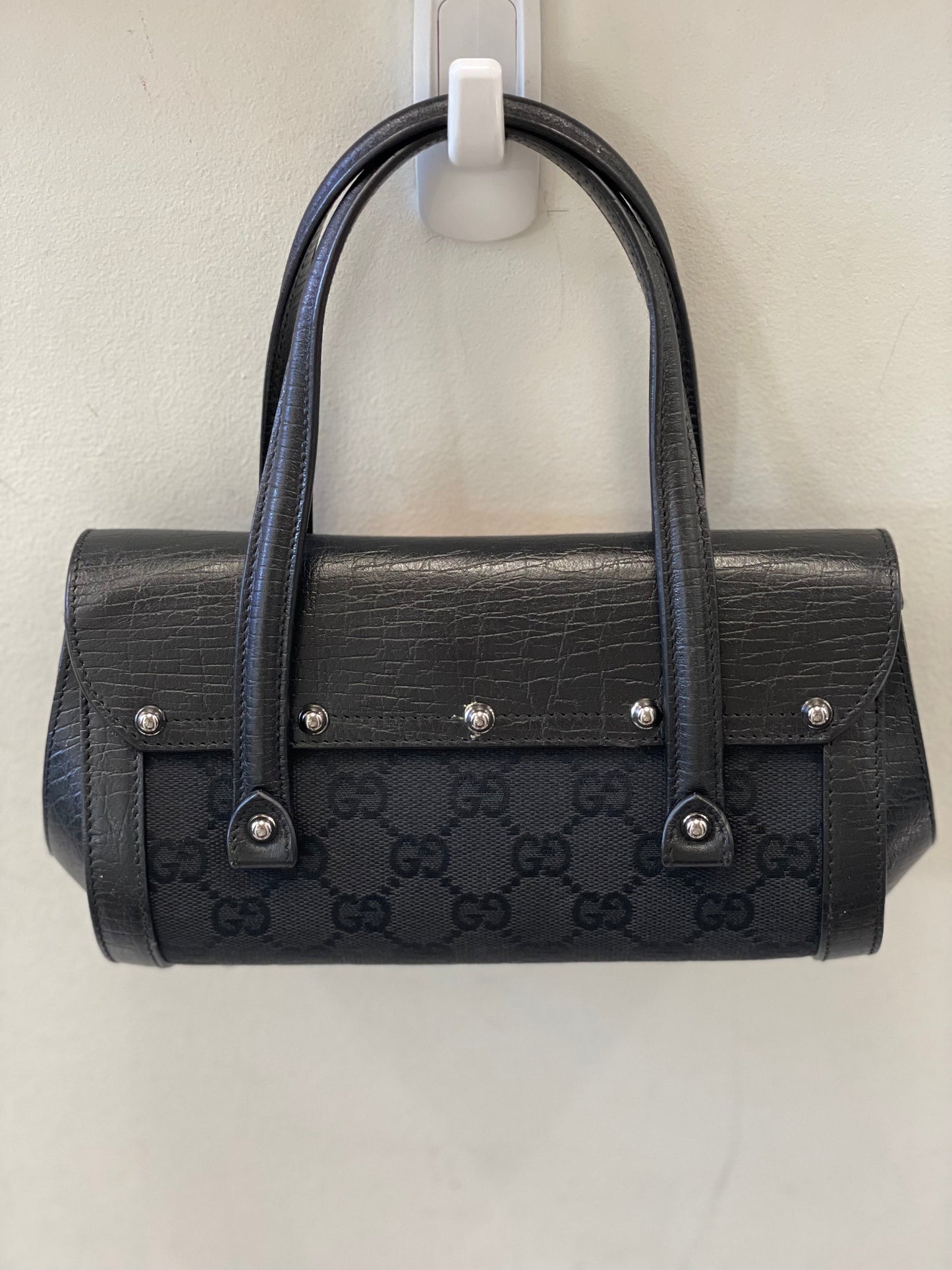 GUCCI MONOGRAM SMALL BAMBOO BULLET BAG
