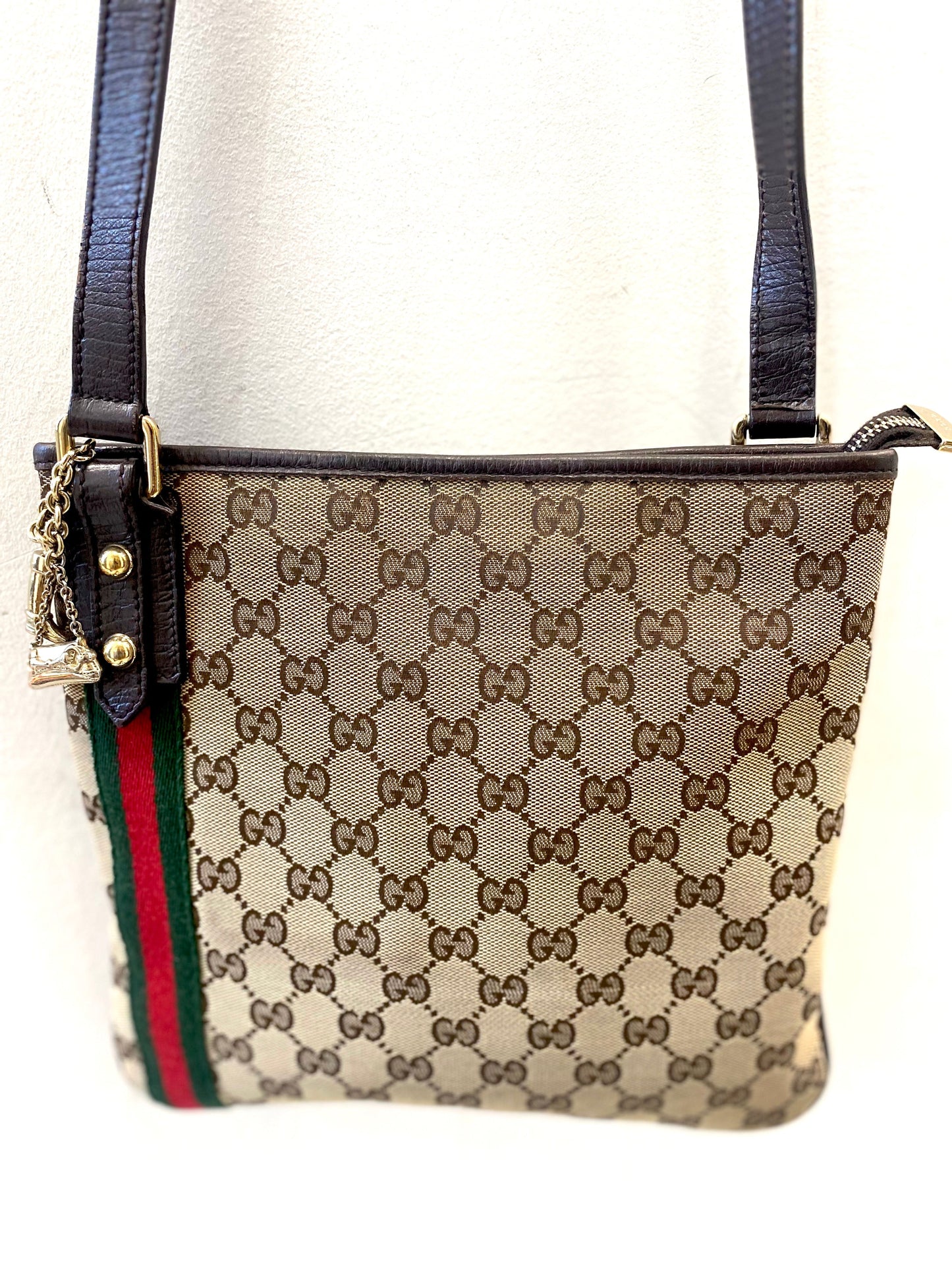 GUCCI MONOGRAM WEB JOLICOEUR CHARMS MESSENGER BAG