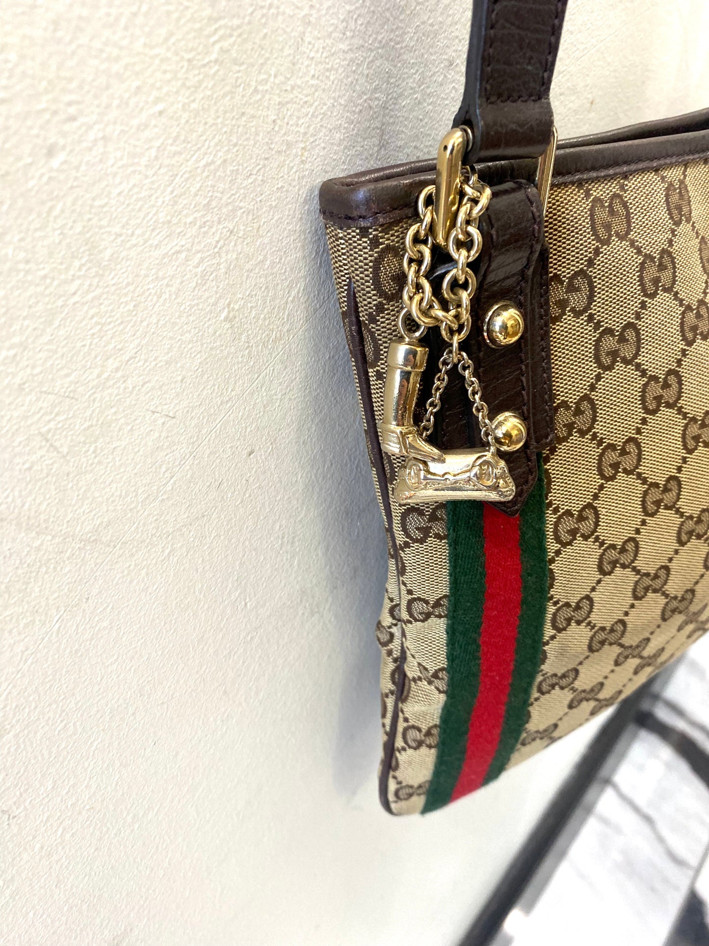 GUCCI MONOGRAM WEB JOLICOEUR CHARMS MESSENGER BAG