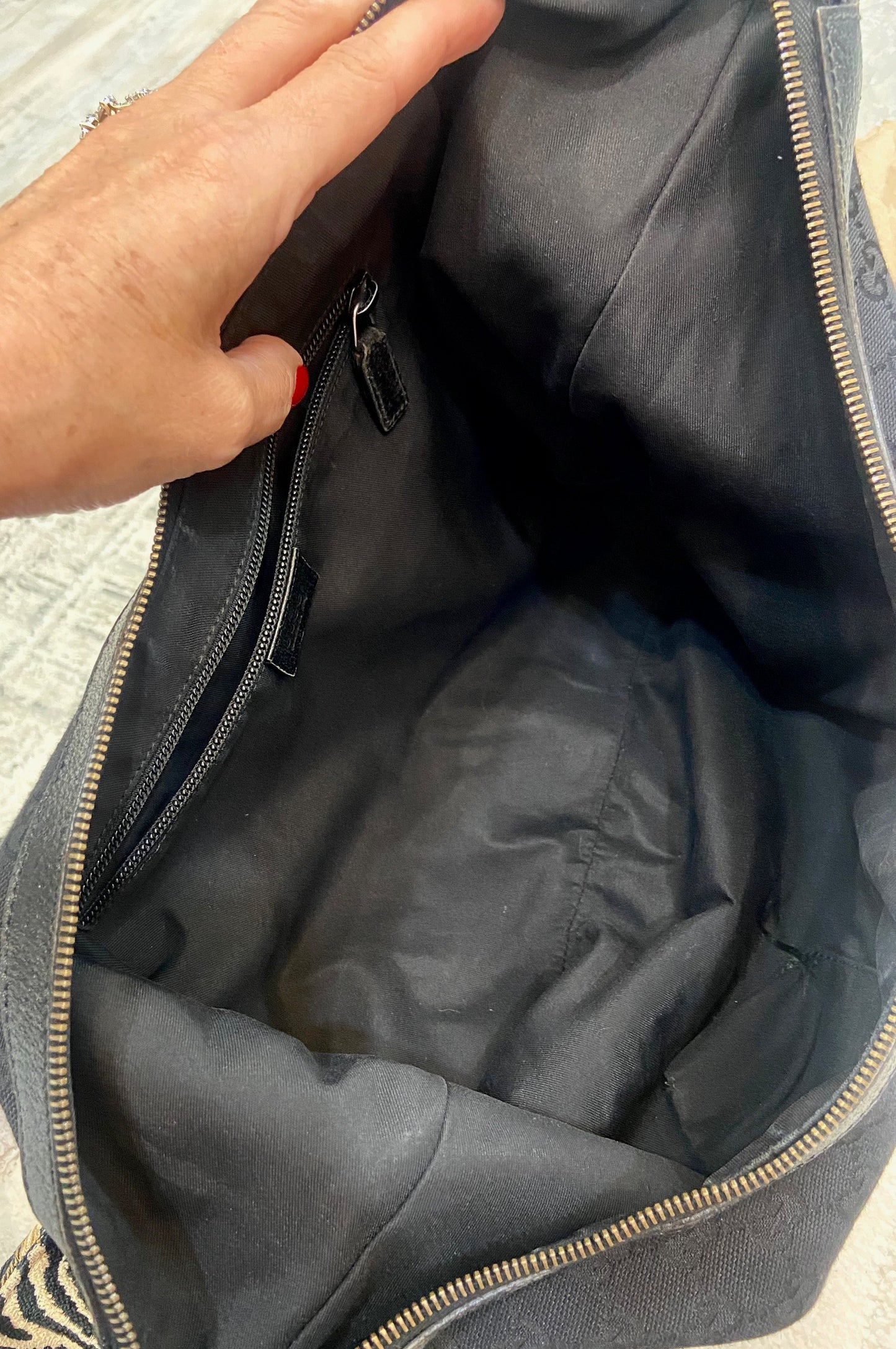 GUCCI GG MONOGRAM WEB HALF MOON HOBO BAG