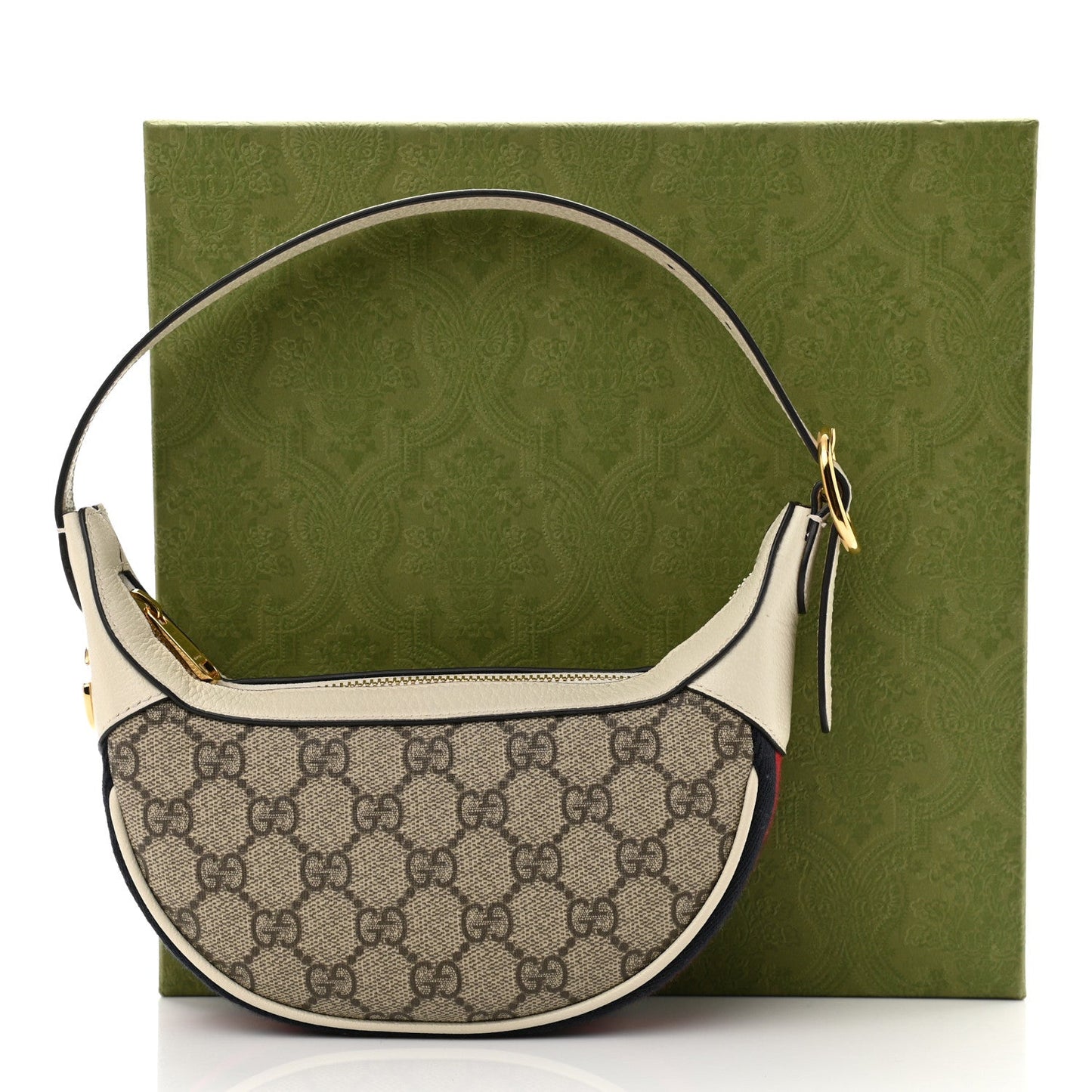 GUCCI GG SUPREME CANVAS CALFSKIN MINI HOBO BAG